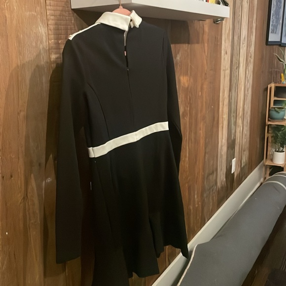 Karen Millen, Military Style Collared Ponte Mini Dress, Black - Picture 2 of 3